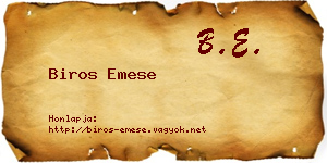 Biros Emese névjegykártya